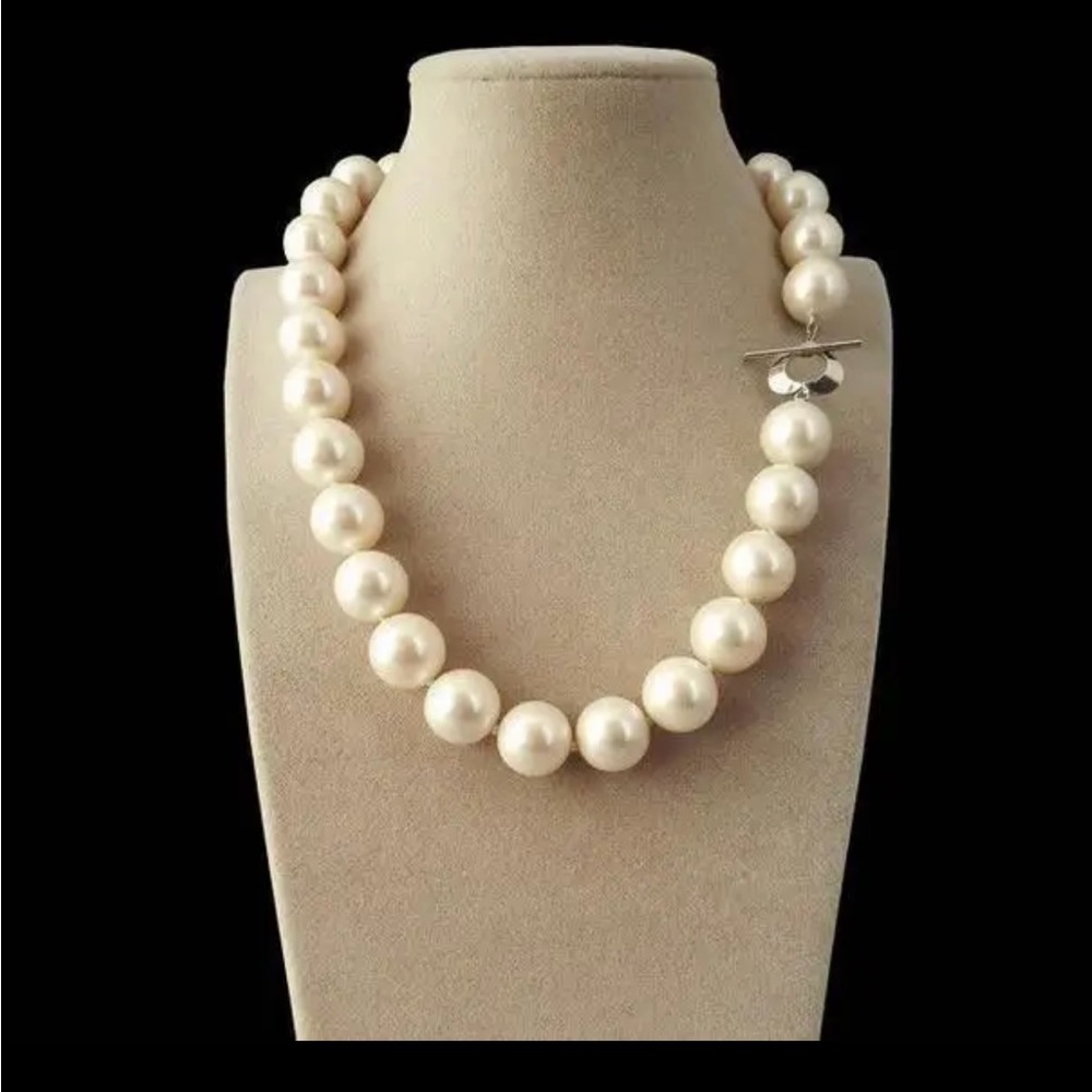 12mm Genuine White South Sea Shell Pearl Round Beads Necklace 18'' AAA